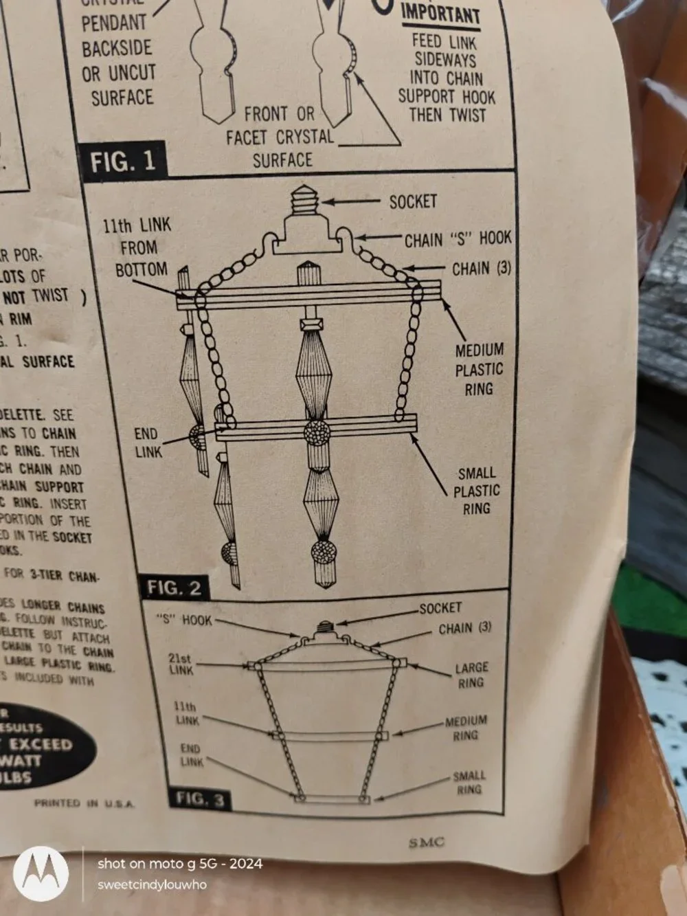 NEW unused Chandelette waterfall chandelier Snyder screw into lite socket 1950s